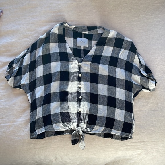 Rails Thea Admiral Check Tie Button Shirt Sz S - Picture 3 of 6